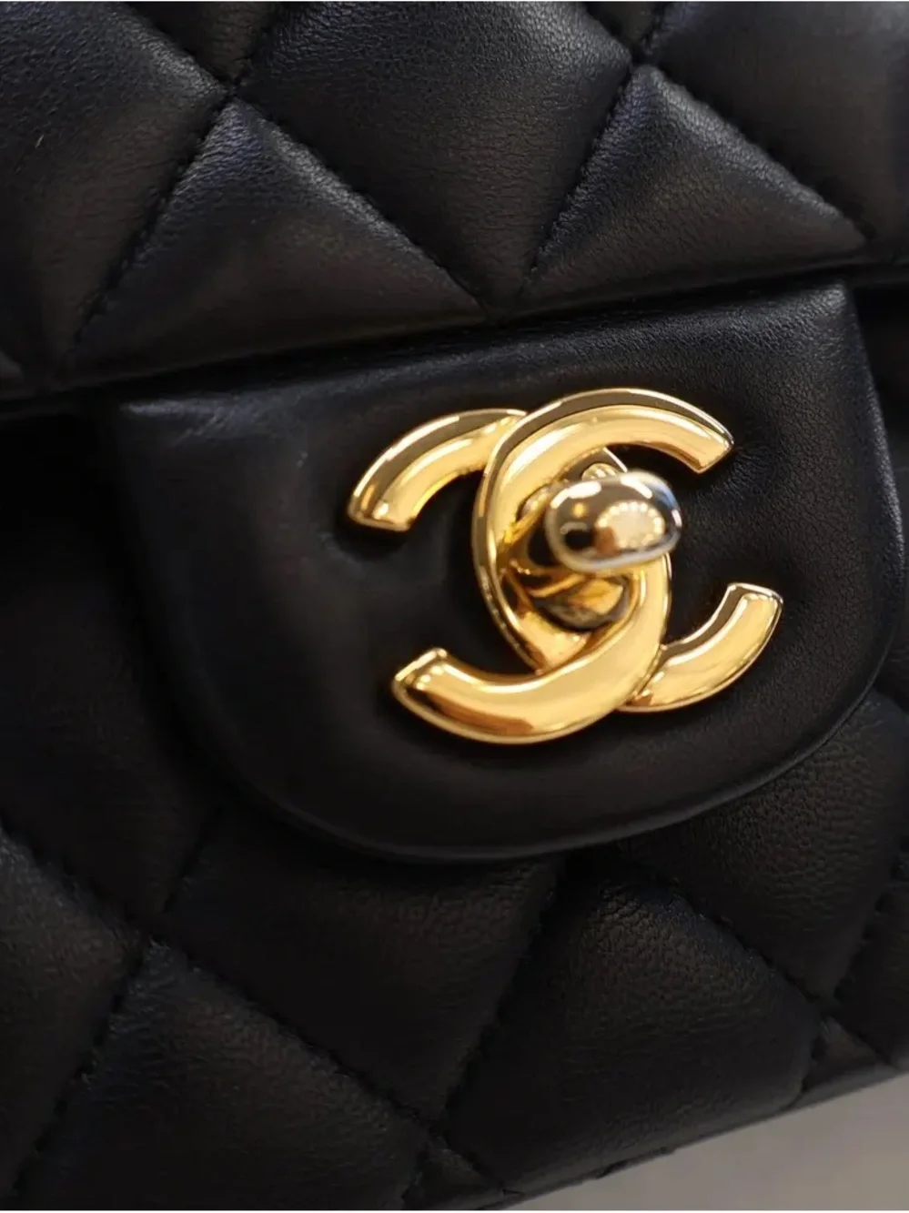 Chanel Quilted Shoulder Bag - Black with Gold Hardware